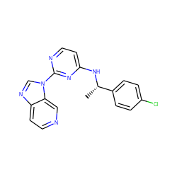 C[C@H](Nc1ccnc(-n2cnc3ccncc32)n1)c1ccc(Cl)cc1 ZINC000036348863