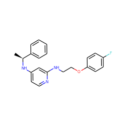 C[C@H](Nc1ccnc(NCCOc2ccc(F)cc2)c1)c1ccccc1 ZINC000028370007