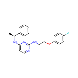 C[C@H](Nc1ccnc(NCCOc2ccc(F)cc2)n1)c1ccccc1 ZINC000028353544