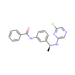 C[C@H](Nc1cncc(Cl)n1)c1cccc(NC(=O)c2ccccc2)c1 ZINC000040974009