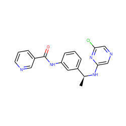 C[C@H](Nc1cncc(Cl)n1)c1cccc(NC(=O)c2cccnc2)c1 ZINC000040863905