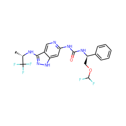 C[C@H](Nc1n[nH]c2cc(NC(=O)N[C@H](COC(F)F)c3ccccc3)ncc12)C(F)(F)F ZINC001772598774