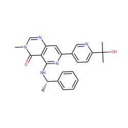 C[C@H](Nc1nc(-c2ccc(C(C)(C)O)nc2)cc2ncn(C)c(=O)c12)c1ccccc1 ZINC000143350563