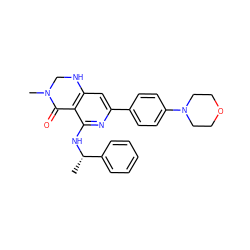 C[C@H](Nc1nc(-c2ccc(N3CCOCC3)cc2)cc2c1C(=O)N(C)CN2)c1ccccc1 ZINC000115626619