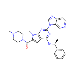 C[C@H](Nc1nc(-n2cnc3ccncc32)nc2c1cc(C(=O)N1CCN(C)CC1)n2C)c1ccccc1 ZINC000028822399