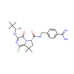 C[C@H](Nc1nc(Cl)c2n(c1=O)[C@H](C(=O)NCc1ccc(C(=N)N)cc1)CC2(C)C)C(C)(C)C ZINC000095592455