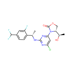 C[C@H](Nc1nc(Cl)cc(N2C(=O)OC[C@@H]2[C@@H](C)O)n1)c1ccc(C(F)F)cc1F ZINC000226122567