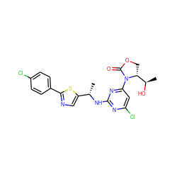 C[C@H](Nc1nc(Cl)cc(N2C(=O)OC[C@@H]2[C@@H](C)O)n1)c1cnc(-c2ccc(Cl)cc2)s1 ZINC000221672017