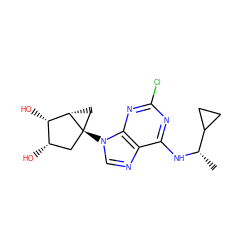 C[C@H](Nc1nc(Cl)nc2c1ncn2[C@@]12C[C@H](O)[C@H](O)[C@@H]1C2)C1CC1 ZINC001772643690