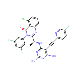 C[C@H](Nc1nc(N)nc(N)c1C#Cc1ccc(F)cn1)c1nc2cccc(Cl)c2c(=O)n1-c1cc(F)cc(F)c1 ZINC000219107680