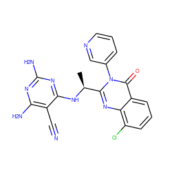 C[C@H](Nc1nc(N)nc(N)c1C#N)c1nc2c(Cl)cccc2c(=O)n1-c1cccnc1 ZINC000220889374