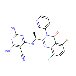 C[C@H](Nc1nc(N)nc(N)c1C#N)c1nc2c(F)ccc(Br)c2c(=O)n1-c1cccnc1 ZINC000220863464