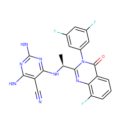 C[C@H](Nc1nc(N)nc(N)c1C#N)c1nc2c(F)cccc2c(=O)n1-c1cc(F)cc(F)c1 ZINC000209554163