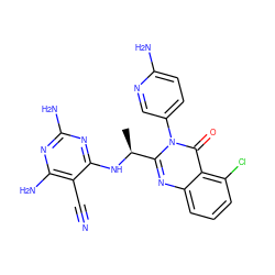 C[C@H](Nc1nc(N)nc(N)c1C#N)c1nc2cccc(Cl)c2c(=O)n1-c1ccc(N)nc1 ZINC000220874790