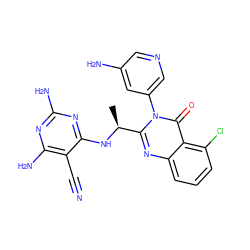 C[C@H](Nc1nc(N)nc(N)c1C#N)c1nc2cccc(Cl)c2c(=O)n1-c1cncc(N)c1 ZINC000220880549