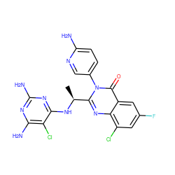 C[C@H](Nc1nc(N)nc(N)c1Cl)c1nc2c(Cl)cc(F)cc2c(=O)n1-c1ccc(N)nc1 ZINC000220868150