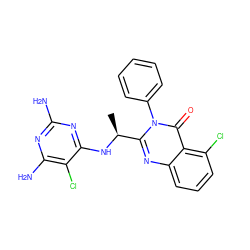 C[C@H](Nc1nc(N)nc(N)c1Cl)c1nc2cccc(Cl)c2c(=O)n1-c1ccccc1 ZINC000209547052