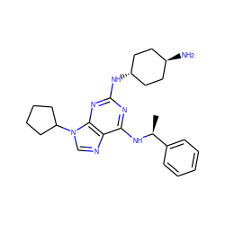 C[C@H](Nc1nc(N[C@H]2CC[C@H](N)CC2)nc2c1ncn2C1CCCC1)c1ccccc1 ZINC000253687118