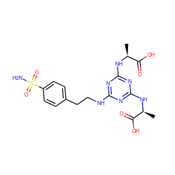 C[C@H](Nc1nc(NCCc2ccc(S(N)(=O)=O)cc2)nc(N[C@@H](C)C(=O)O)n1)C(=O)O ZINC000072107529