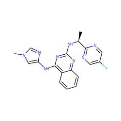 C[C@H](Nc1nc(Nc2cn(C)cn2)c2ccccc2n1)c1ncc(F)cn1 ZINC000103260240