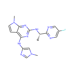 C[C@H](Nc1nc(Nc2cn(C)cn2)c2ccn(C)c2n1)c1ncc(F)cn1 ZINC000068204702