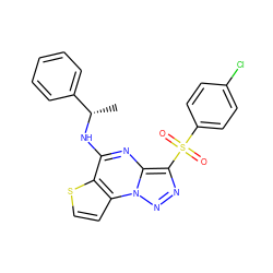 C[C@H](Nc1nc2c(S(=O)(=O)c3ccc(Cl)cc3)nnn2c2ccsc12)c1ccccc1 ZINC000009971172