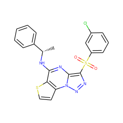 C[C@H](Nc1nc2c(S(=O)(=O)c3cccc(Cl)c3)nnn2c2ccsc12)c1ccccc1 ZINC000009116944