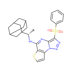 C[C@H](Nc1nc2c(S(=O)(=O)c3ccccc3)nnn2c2ccsc12)C12CC3CC(CC(C3)C1)C2 ZINC000053297212