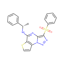 C[C@H](Nc1nc2c(S(=O)(=O)c3ccccc3)nnn2c2ccsc12)c1ccccc1 ZINC000009971106