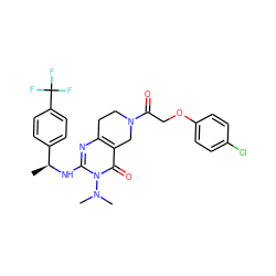 C[C@H](Nc1nc2c(c(=O)n1N(C)C)CN(C(=O)COc1ccc(Cl)cc1)CC2)c1ccc(C(F)(F)F)cc1 ZINC000113859743