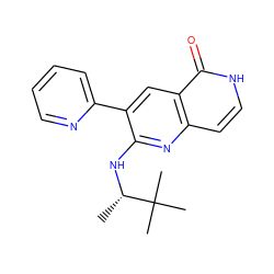 C[C@H](Nc1nc2cc[nH]c(=O)c2cc1-c1ccccn1)C(C)(C)C ZINC000064549970