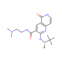 C[C@H](Nc1nc2cc[nH]c(=O)c2cc1C(=O)NCCN(C)C)C(C)(C)C ZINC000064549580