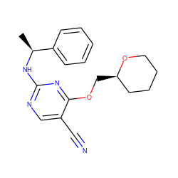 C[C@H](Nc1ncc(C#N)c(OC[C@@H]2CCCCO2)n1)c1ccccc1 ZINC000040410796