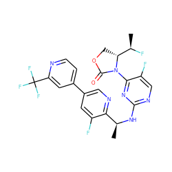 C[C@H](Nc1ncc(F)c(N2C(=O)OC[C@@H]2[C@@H](C)F)n1)c1ncc(-c2ccnc(C(F)(F)F)c2)cc1F ZINC000221682863