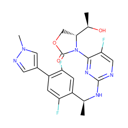 C[C@H](Nc1ncc(F)c(N2C(=O)OC[C@@H]2[C@@H](C)O)n1)c1cc(F)c(-c2cnn(C)c2)cc1F ZINC000221675897