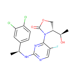 C[C@H](Nc1ncc(F)c(N2C(=O)OC[C@@H]2[C@@H](C)O)n1)c1ccc(Cl)c(Cl)c1 ZINC000221678108