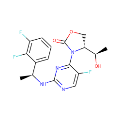 C[C@H](Nc1ncc(F)c(N2C(=O)OC[C@@H]2[C@@H](C)O)n1)c1cccc(F)c1F ZINC000221916827