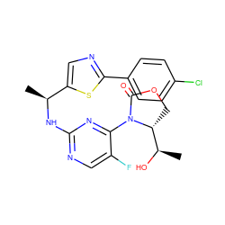 C[C@H](Nc1ncc(F)c(N2C(=O)OC[C@@H]2[C@@H](C)O)n1)c1cnc(-c2ccc(Cl)cc2)s1 ZINC000218233181