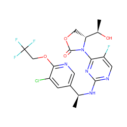 C[C@H](Nc1ncc(F)c(N2C(=O)OC[C@@H]2[C@@H](C)O)n1)c1cnc(OCC(F)(F)F)c(Cl)c1 ZINC000226101962