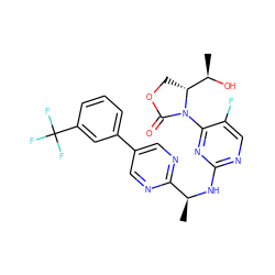 C[C@H](Nc1ncc(F)c(N2C(=O)OC[C@@H]2[C@@H](C)O)n1)c1ncc(-c2cccc(C(F)(F)F)c2)cn1 ZINC000221668323