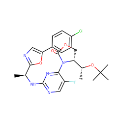 C[C@H](Nc1ncc(F)c(N2C(=O)OC[C@@H]2[C@@H](C)OC(C)(C)C)n1)c1ncc(-c2ccc(Cl)cc2)o1 ZINC000226133102