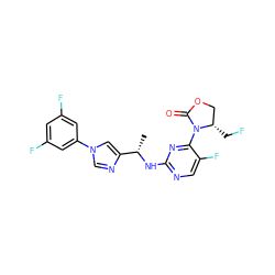 C[C@H](Nc1ncc(F)c(N2C(=O)OC[C@@H]2CF)n1)c1cn(-c2cc(F)cc(F)c2)cn1 ZINC000221681979