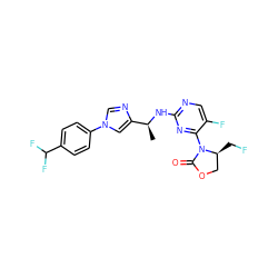 C[C@H](Nc1ncc(F)c(N2C(=O)OC[C@@H]2CF)n1)c1cn(-c2ccc(C(F)F)cc2)cn1 ZINC000221681798