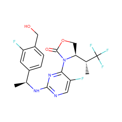 C[C@H](Nc1ncc(F)c(N2C(=O)OC[C@H]2[C@@H](C)C(F)(F)F)n1)c1ccc(CO)c(F)c1 ZINC000226127065