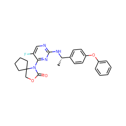 C[C@H](Nc1ncc(F)c(N2C(=O)OCC23CCCC3)n1)c1ccc(Oc2ccccc2)cc1 ZINC000218481948