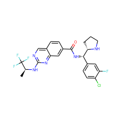 C[C@H](Nc1ncc2ccc(C(=O)N[C@@H](c3ccc(Cl)c(F)c3)[C@@H]3CCCN3)cc2n1)C(F)(F)F ZINC000207547467