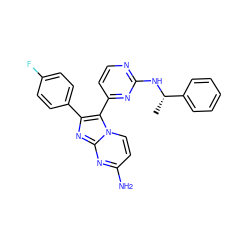 C[C@H](Nc1nccc(-c2c(-c3ccc(F)cc3)nc3nc(N)ccn23)n1)c1ccccc1 ZINC000103258458