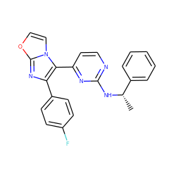 C[C@H](Nc1nccc(-c2c(-c3ccc(F)cc3)nc3occn23)n1)c1ccccc1 ZINC000063539879