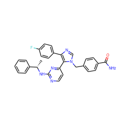 C[C@H](Nc1nccc(-c2c(-c3ccc(F)cc3)ncn2Cc2ccc(C(N)=O)cc2)n1)c1ccccc1 ZINC000040934846