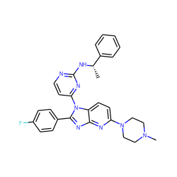 C[C@H](Nc1nccc(-n2c(-c3ccc(F)cc3)nc3nc(N4CCN(C)CC4)ccc32)n1)c1ccccc1 ZINC000027180668